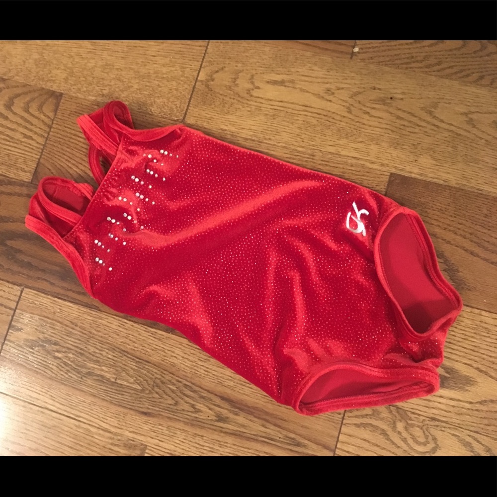 GK red velvet leotard